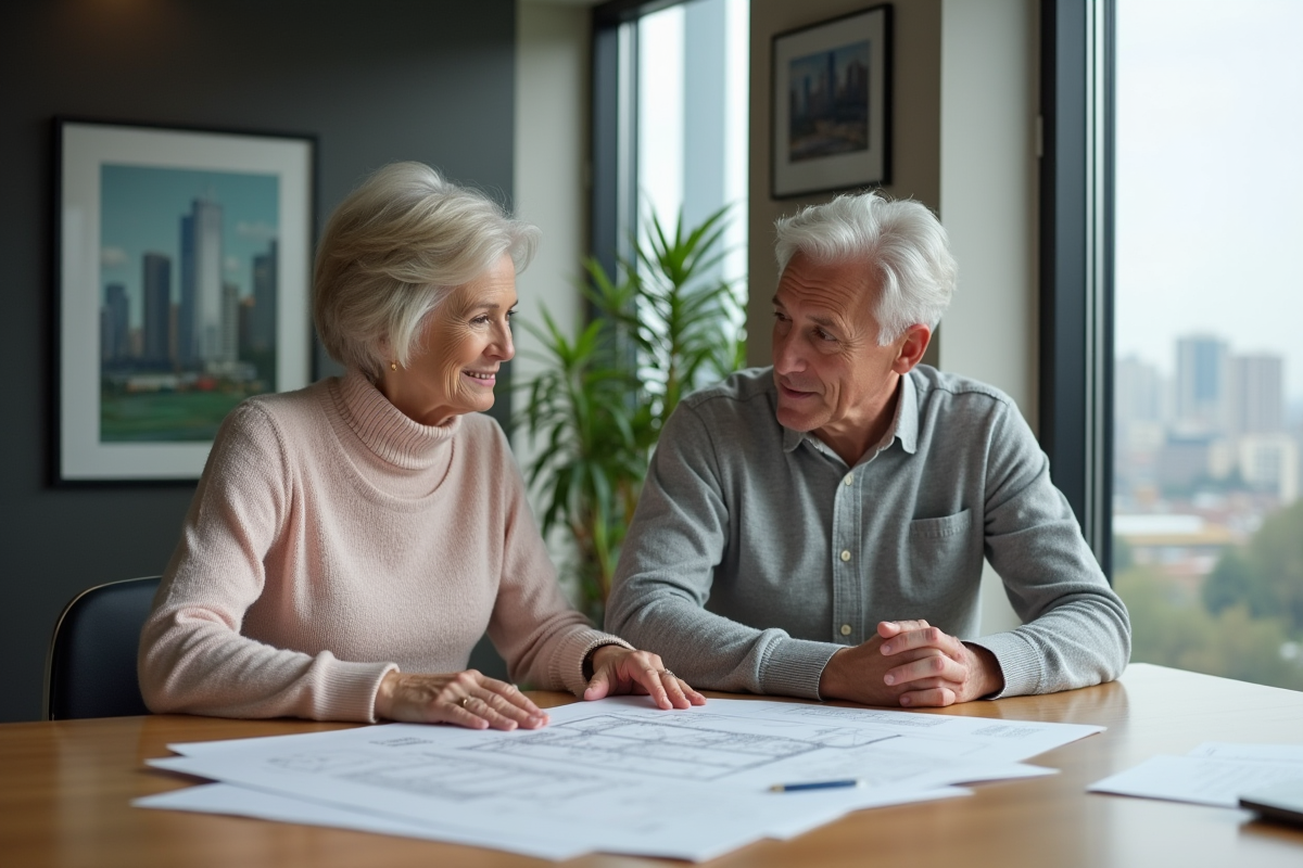 Femme mature en réunion d'architecture dans un bureau moderne