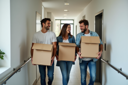 Groupe de jeunes aidant lors d’un déménagement à Paris