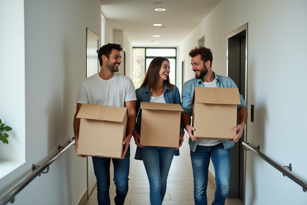 Groupe de jeunes aidant lors d’un déménagement à Paris