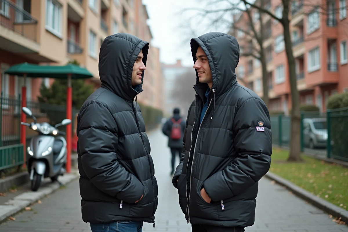 Deux jeunes hommes discutant près d