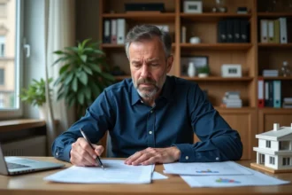 Propriétaire immobilier examinant des documents fiscaux liés à la prolongation du dispositif Pinel après 6 ans
