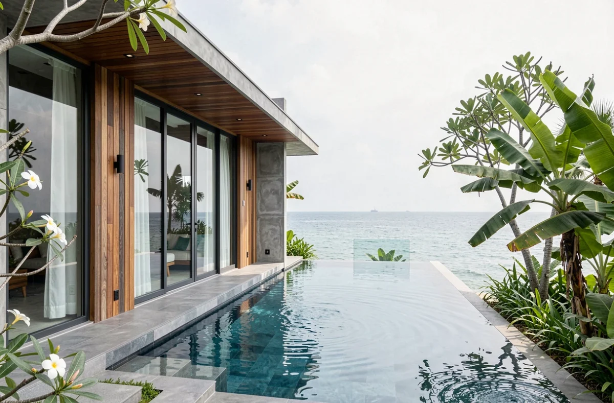 Villa de luxe avec piscine à débordement et vue mer à vendre à Koh Samui