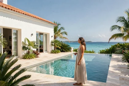 Villa de luxe à Saint-Barthélemy avec piscine à débordement et vue sur la mer des Caraïbes